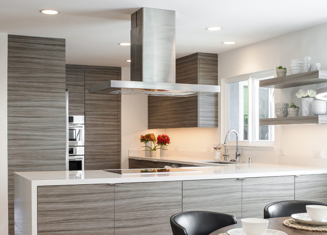 A peninsula kitchen layout is usually designed to save space