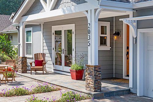 This home added drought-resistant plants to its exterior remodel design