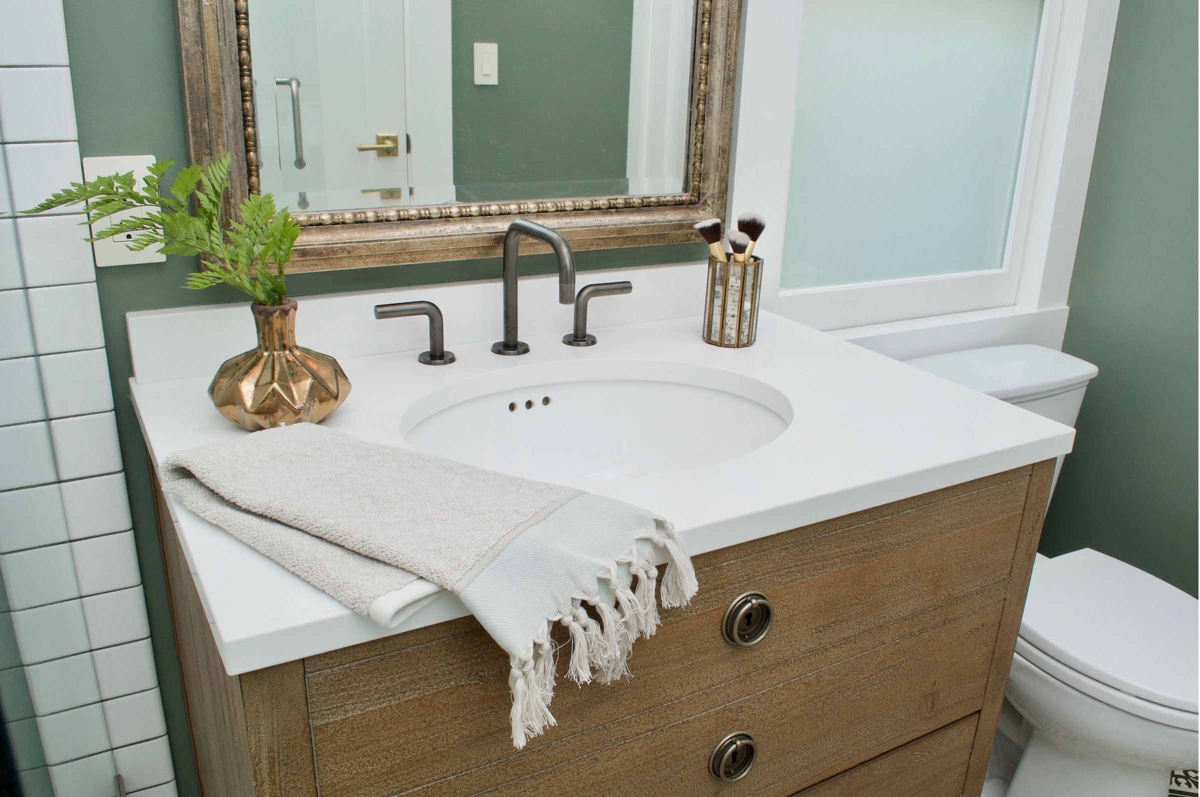 Start the new year with this sparkling green shade in your bathroom remodel