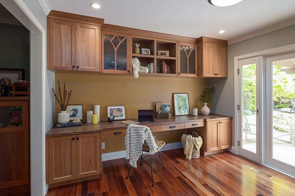 interior renovation - warm home office with ample storage