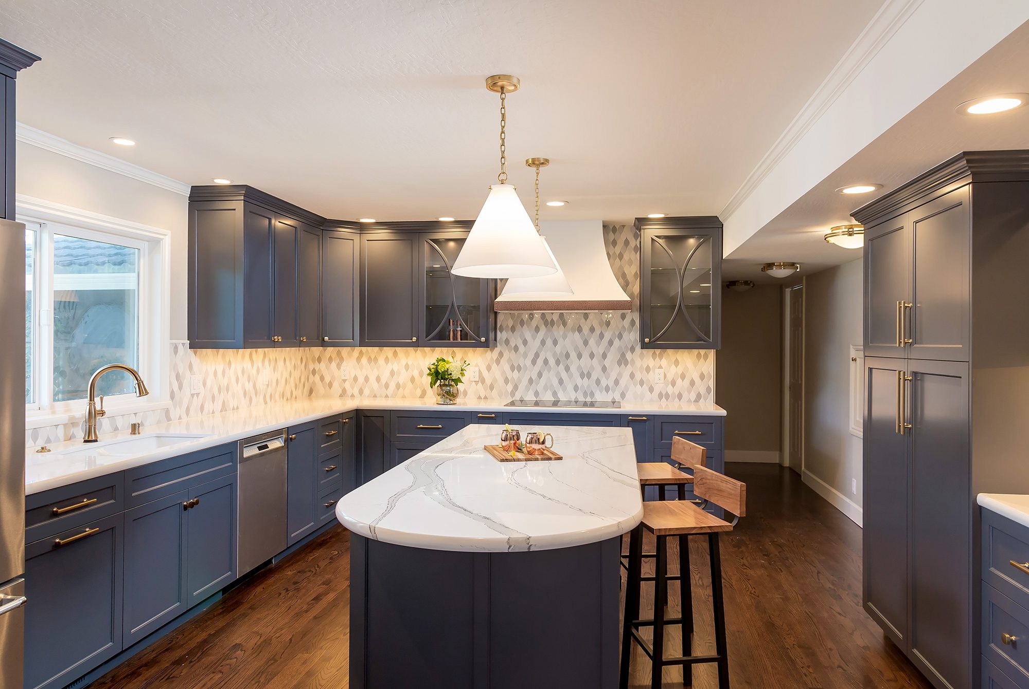 open concept blue and white kitchen - design build kitchen remodel