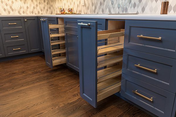 pull out storage in custom kitchen remodel - design build