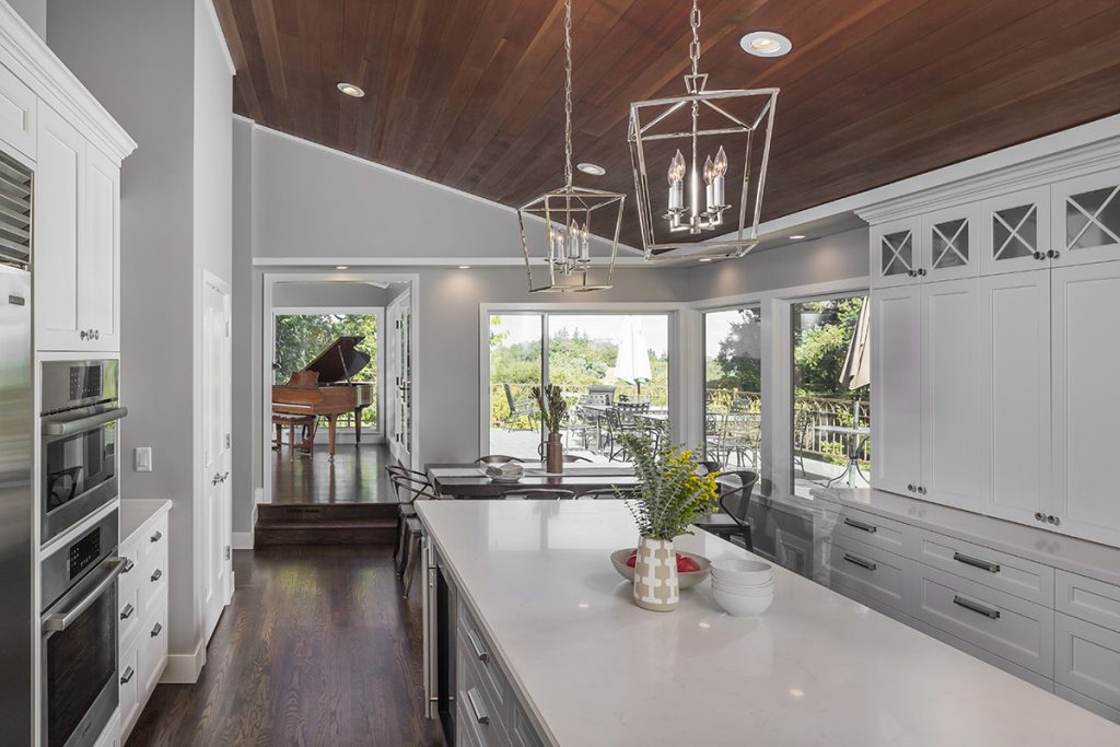 open concept kitchen remodel with new countertops and cabinets