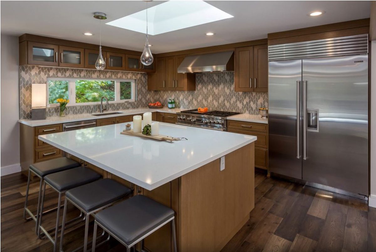 overhead lighting can take a couple forms from standard pendant lighting to sun-powered skylights - a balance of both natural and task lighting will help in any kitchen