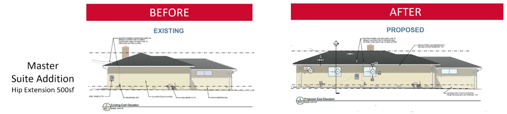 before and after drawings of an addition