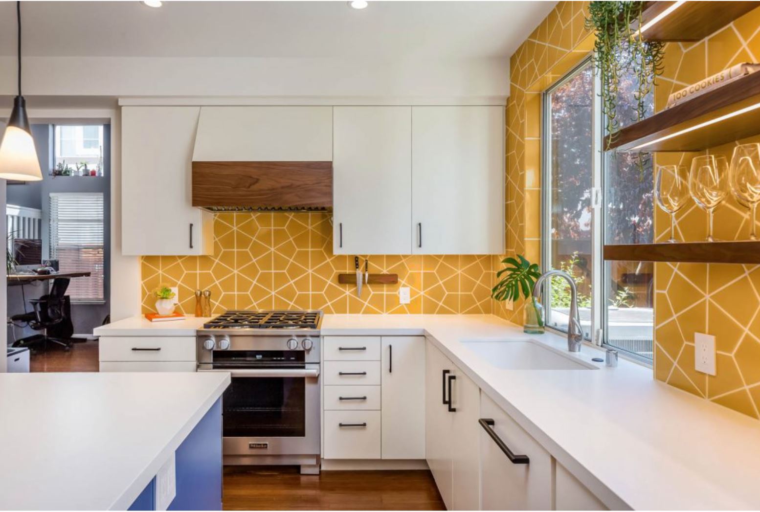 Cheerful Yellow and Blue Kitchen Remodel in Downtown San Jose - Home Remodeling from Next Stage Design